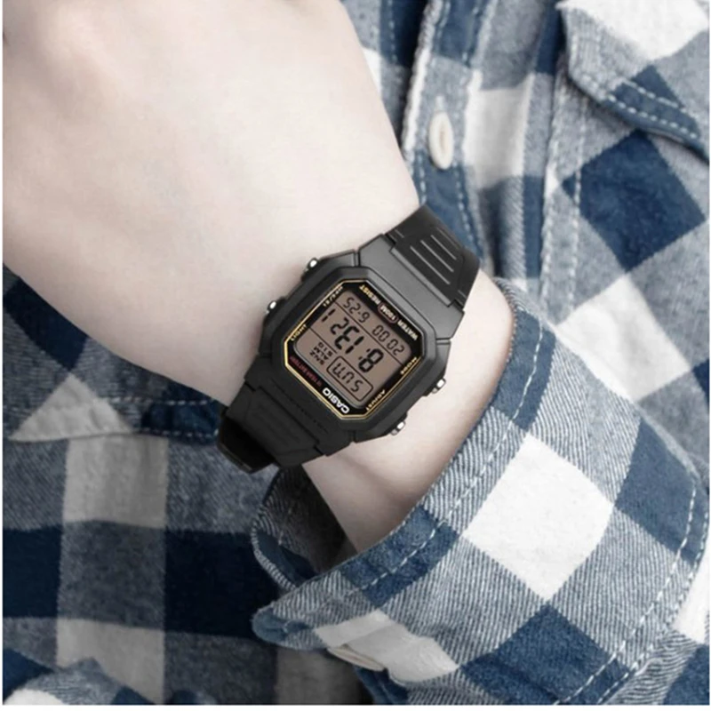 商品[国内直发] Casio|（特价十年电力手表）卡西欧复古小方块学生多功能电子手表男烟熏屏,价格¥149,第3张图片详细描述