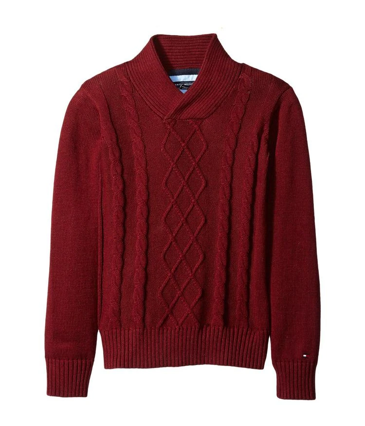 商品Tommy Hilfiger|Sam Shawl Cable Sweater (Toddler/Little Kids),价格¥211,第1张图片