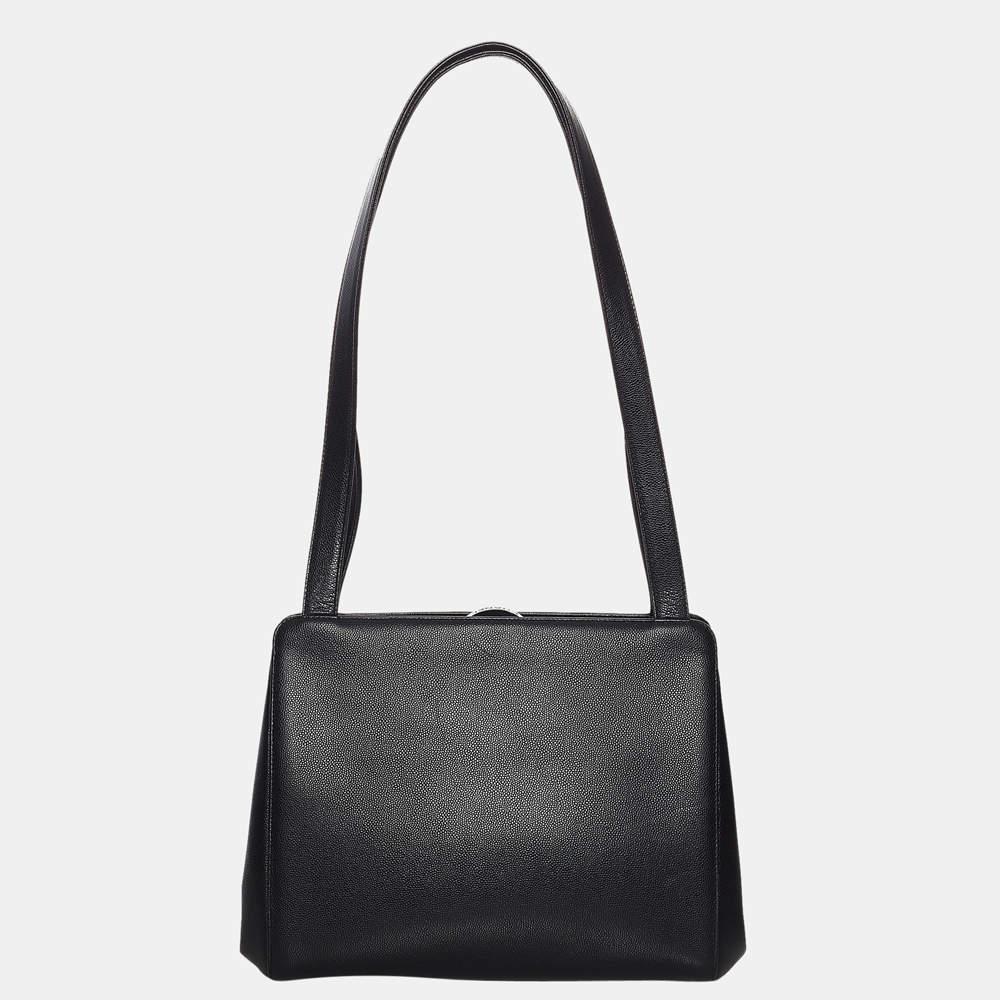 商品[二手商品] Chanel|Chanel Black Caviar Leather Shoulder Bag,价格¥17115,第4张图片详细描述