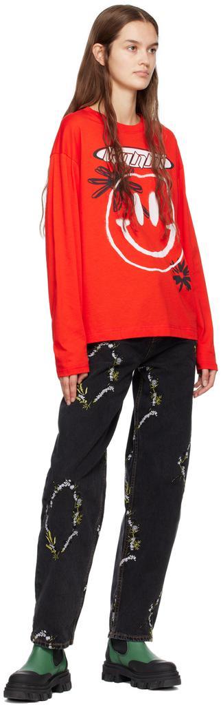 商品Ganni|Red Relaxed Long Sleeve T-Shirt,价格¥871,第6张图片详细描述