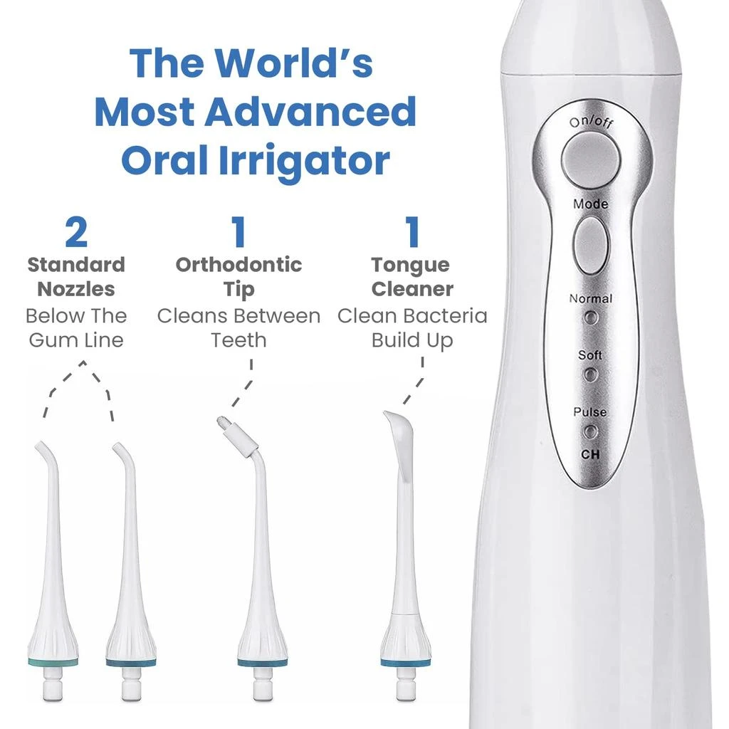 商品AquaSonic|AquaSonic Home Dental Center Rechargeable Power Toothbrush & Smart Water Flosser - Complete Family Oral Care System - 10 Attachments and Tips Included - Various Modes & Timers (White),价格¥503,第4张图片详细描述