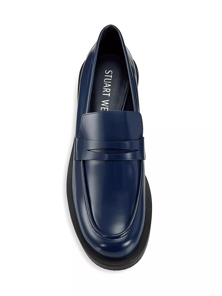 商品Stuart Weitzman|Palmer 40MM Brushed Leather Stacked Heel Loafers,价格¥1481,第5张图片详细描述