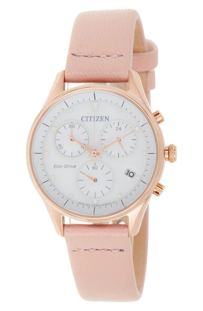 商品Citizen|Eco-Drive - Japanese Quartz Stainless Steel Calfskin Strap Watch, 32mm,价格¥1187,第1张图片