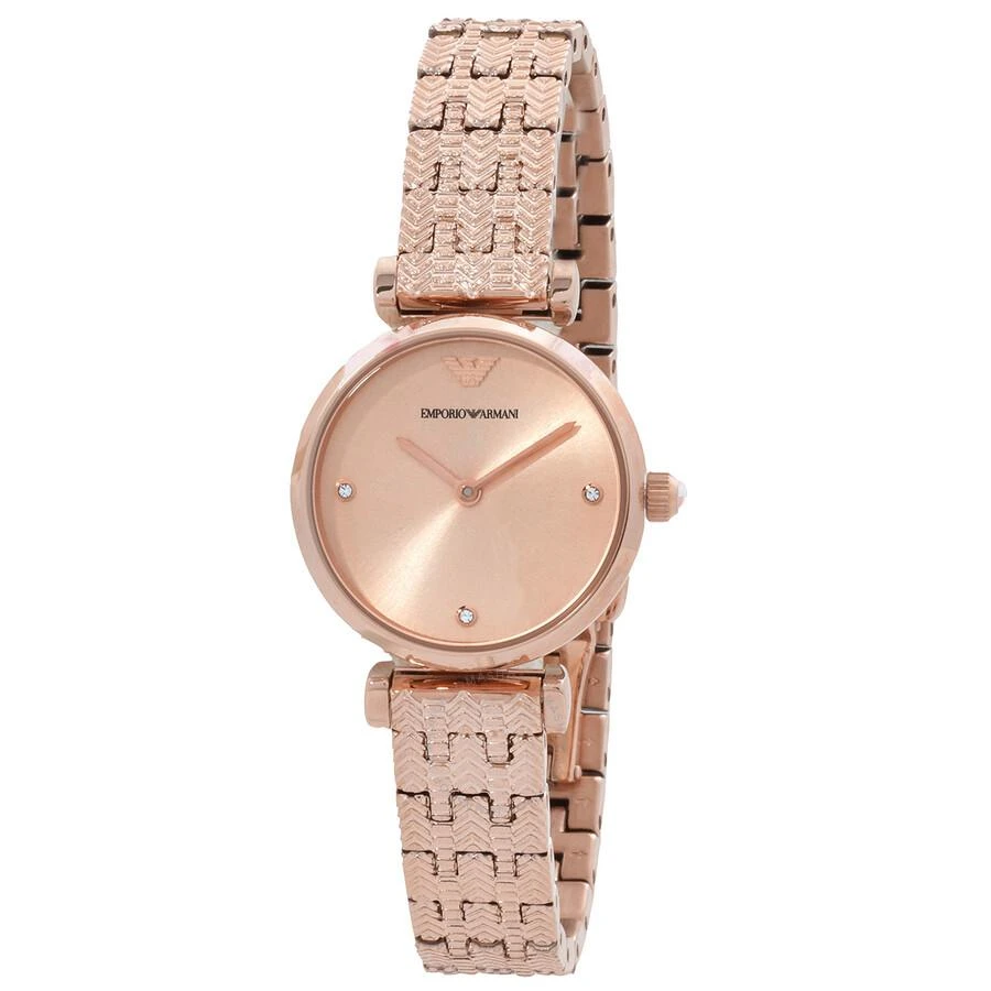 商品Armani|Armani Gianna T-bar Quartz Rose Gold Dial Ladies Watch AR11342,价格¥1971,第1张图片