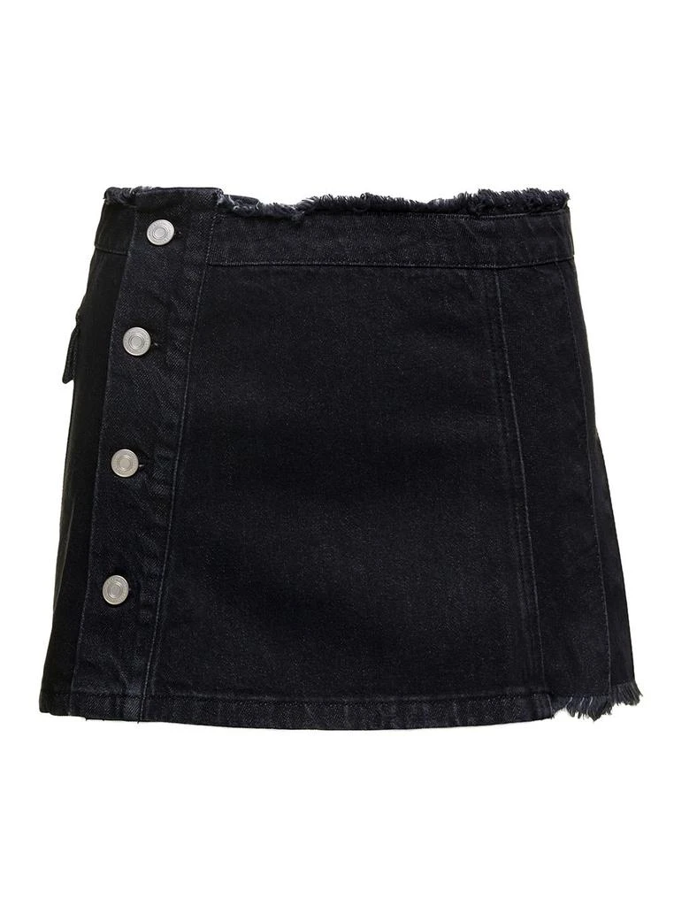 商品ANDERSSON BELL|Black Denim Pleated Mini Skirt Arron In Cotton Woman,价格¥1382,第1张图片