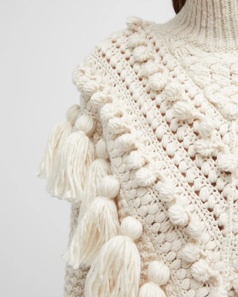 商品Zimmermann|Crochet Tassel and Pom Pom Turtleneck Sweater,价格¥3117,第5张图片详细描述