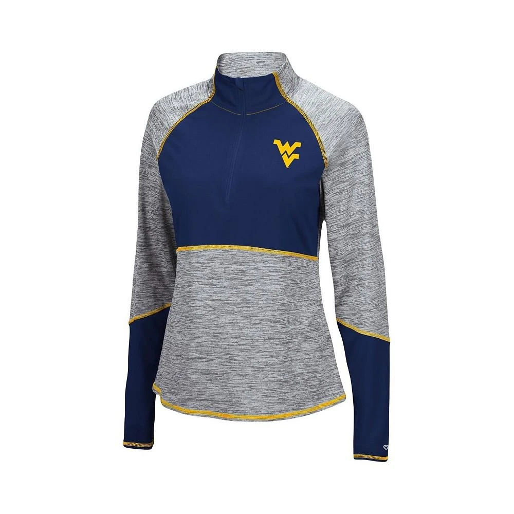 商品Colosseum|Women's Heathered Gray, Navy West Virginia Mountaineers Color Block Space-Dye Raglan Quarter-Zip Top,价格¥361,第2张图片详细描述