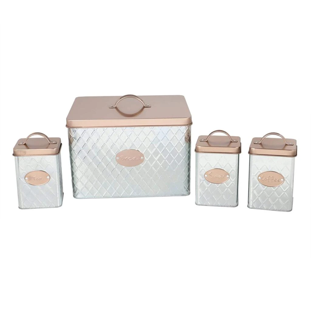 商品Home Basics|Home Basics Arbor 4 Piece Tin Counter Storage, Silver,价格¥218,第1张图片