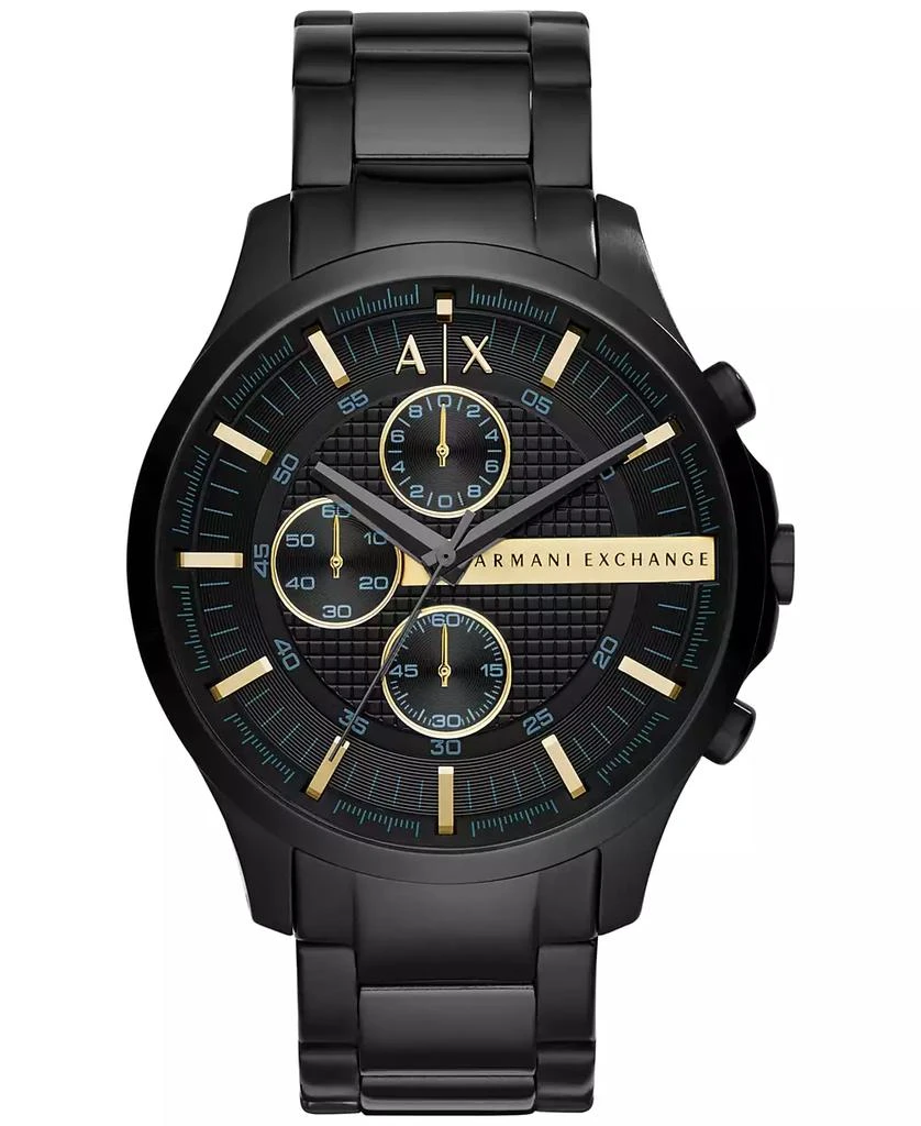 商品Armani Exchange|Men's Chronograph Hampton Black Stainless Steel Bracelet Watch 46mm,价格¥1644,第1张图片