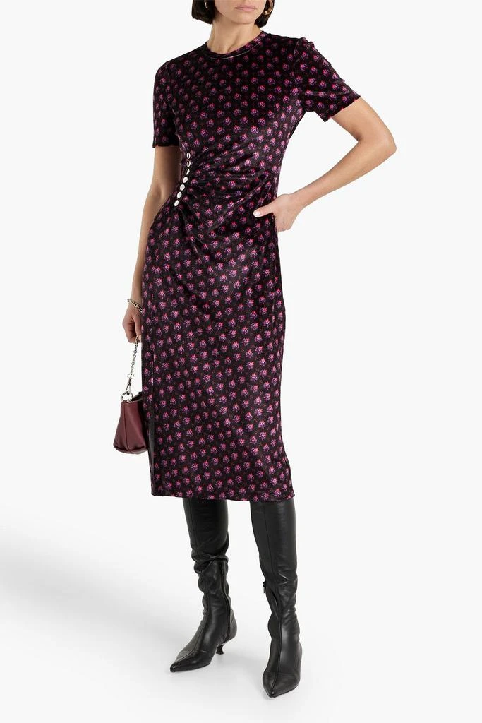 商品Derek Lam|Ruched printed velvet midi dress,价格¥1678,第2张图片详细描述