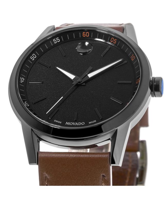 Movado Museum Black Dial Cognac Leather Men's Watch 0607224商品第2张图片规格展示