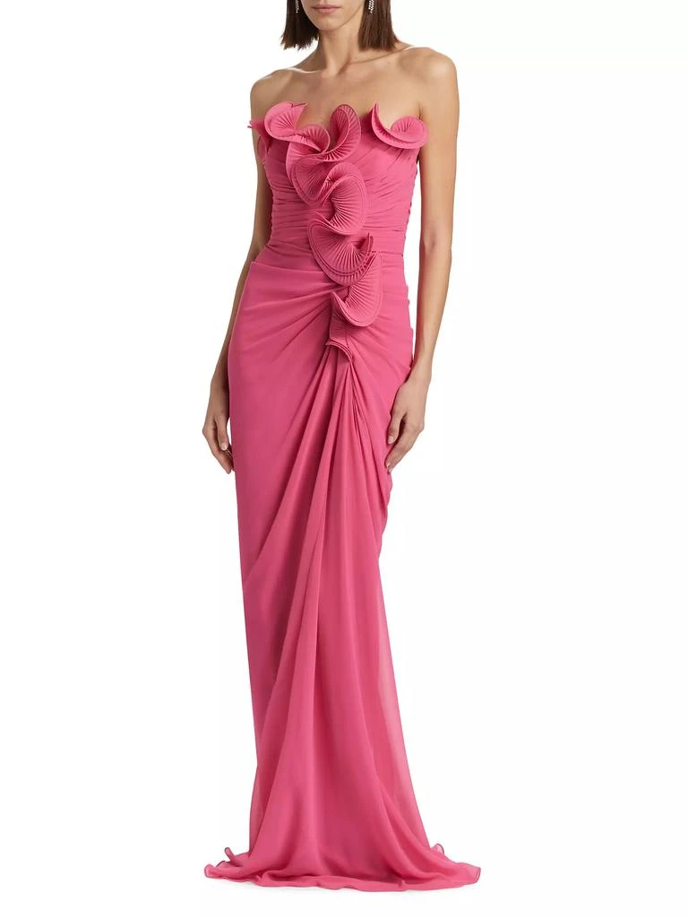 商品Badgley Mischka|Ruffled Georgette Strapless Gown,价格¥5207,第2张图片详细描述