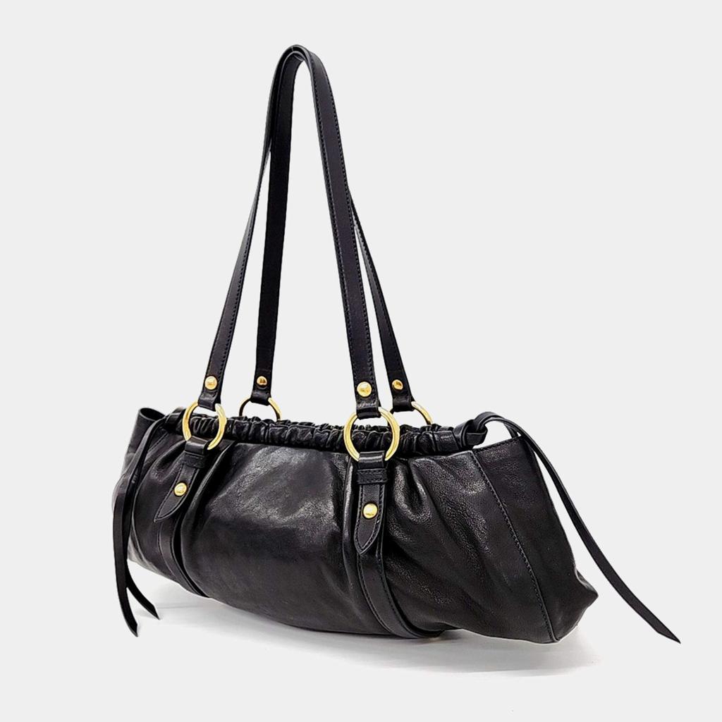 ショルダーバッグ・ポシェット MIUMIU BLACK NAPPA LEATHER AVENUE SHOULDER BAG Miu Miu Black Nappa Leather Pocket Shoulder Bag ○ Labellov