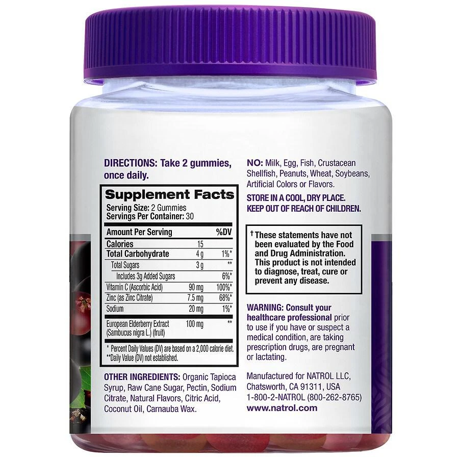 Natrol Elderberry 100 mg with Vitamin C and Zinc, Immune Health, Gummies 3