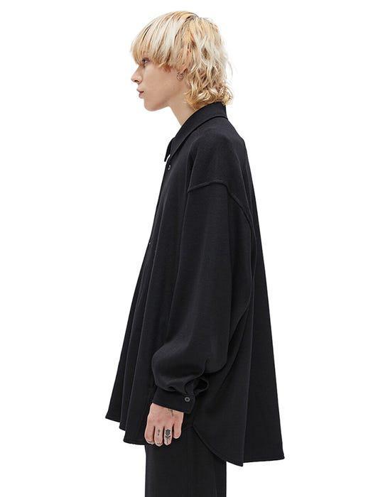 商品ADD|Cutout Knit Shirt Jacket Black,价格¥880,第5张图片详细描述