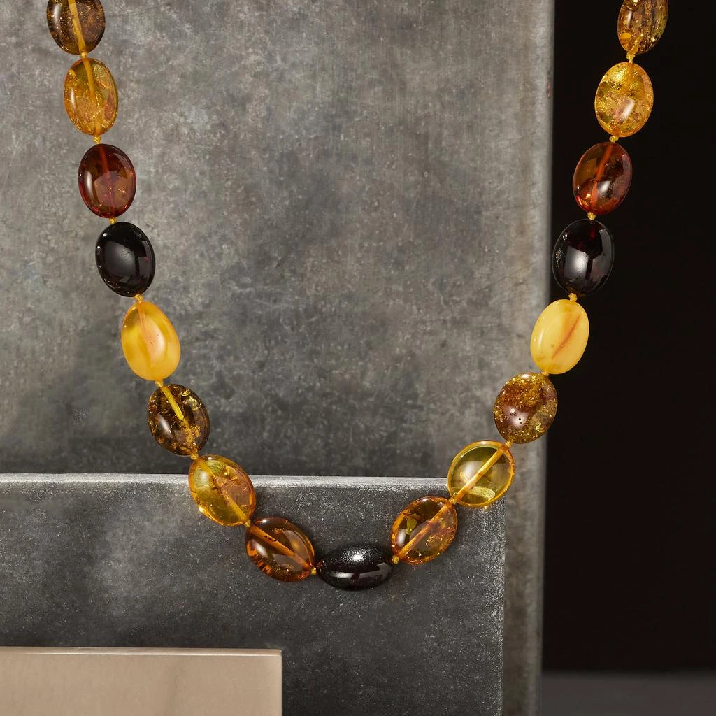 商品Ross-Simons|11-13mm Multicolored Amber Bead Necklace With Sterling Silver,价格¥1200,第4张图片详细描述