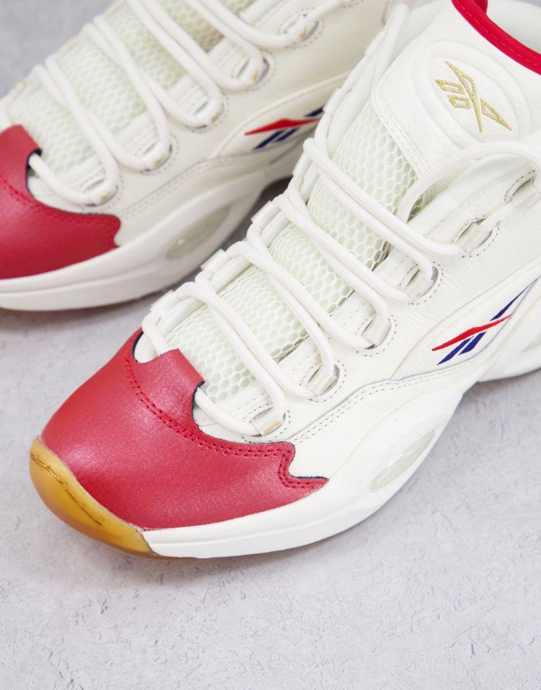 Reebok question mid trainers in chalk and red商品第2张图片规格展示