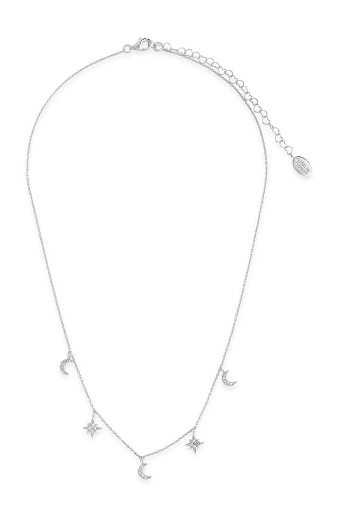 商品Sterling Forever|Cubic Zirconia Moon & Burst Charm Necklace,价格¥261,第2张图片详细描述