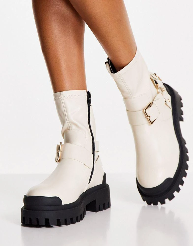 商品ASOS|ASOS DESIGN Almighty harness boots in off white,价格¥251,第4张图片详细描述