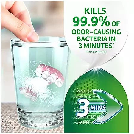 商品Polident|Polident 3-Minute Triple-Mint Antibacterial Denture Cleanser, Effervescent Tablets, 120 ct., 2 pk. ,价格¥82,第5张图片详细描述
