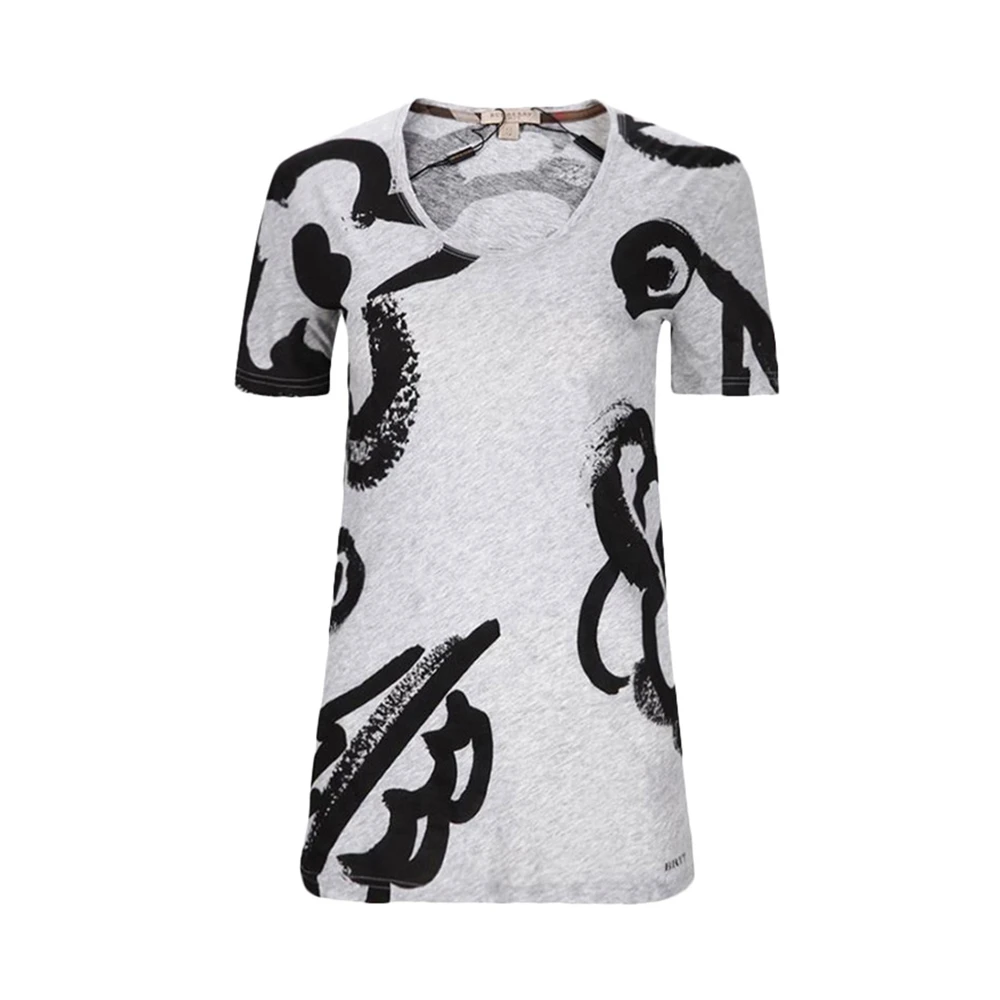 商品[国内直发] Burberry|Burberry 博柏利 女士灰色棉质T恤 3959704,价格¥1427,第1张图片