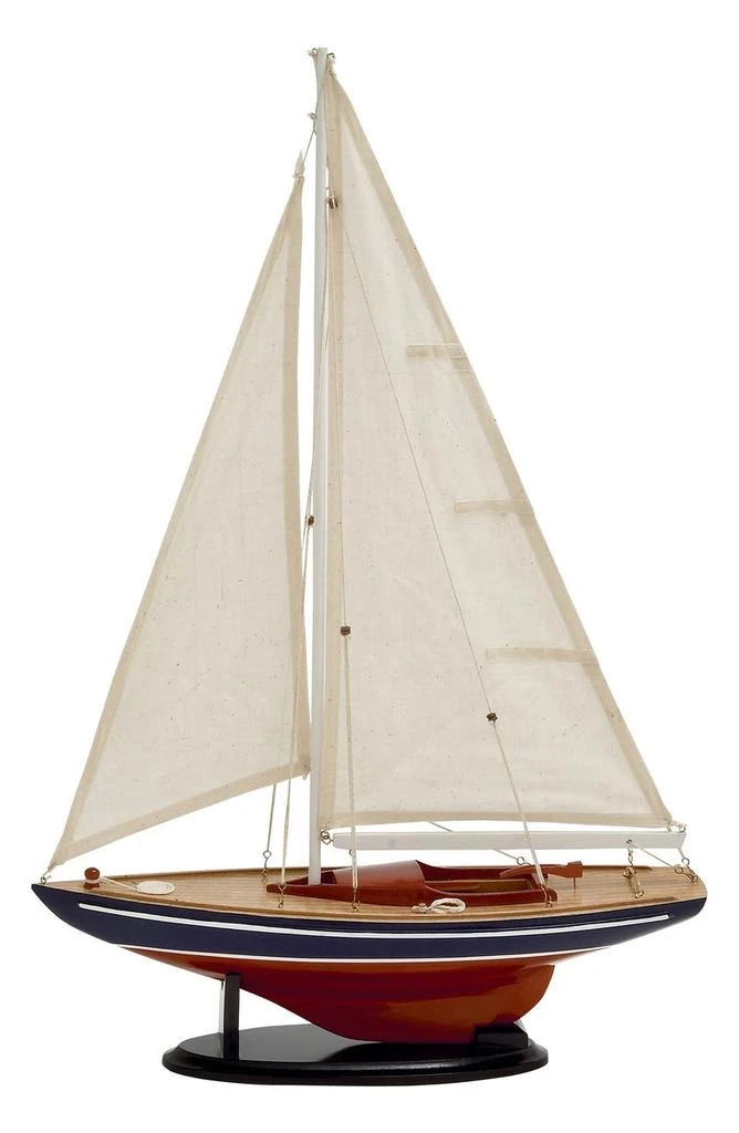 商品WILLOW ROW|Dark Brown Wood Sailboat Sculpture with Lifelike Rigging,价格¥586,第1张图片