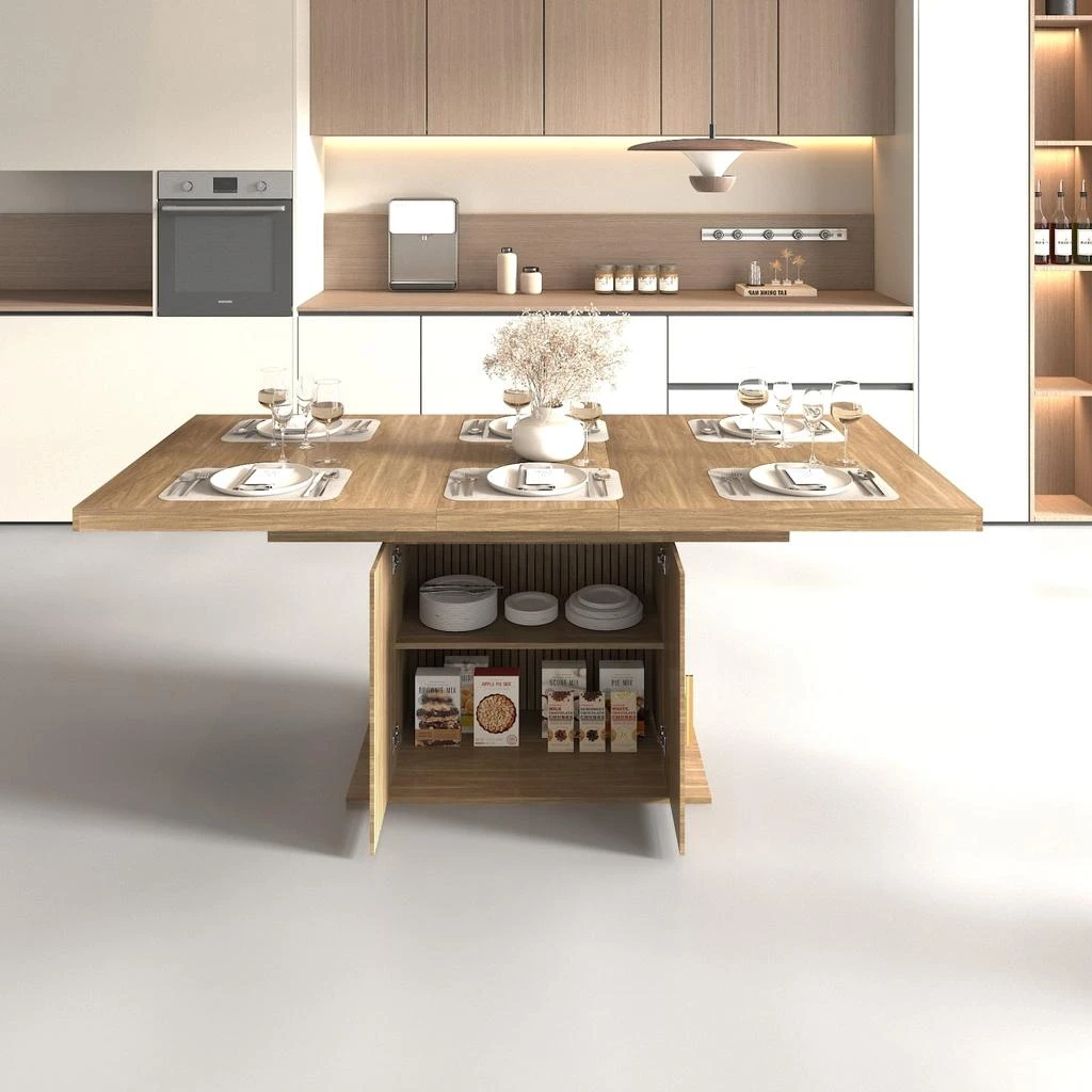 商品Streamdale Furniture|Streamdale Expandable Dining Table with Storage, Seats 6-10,价格¥3180,第5张图片详细描述