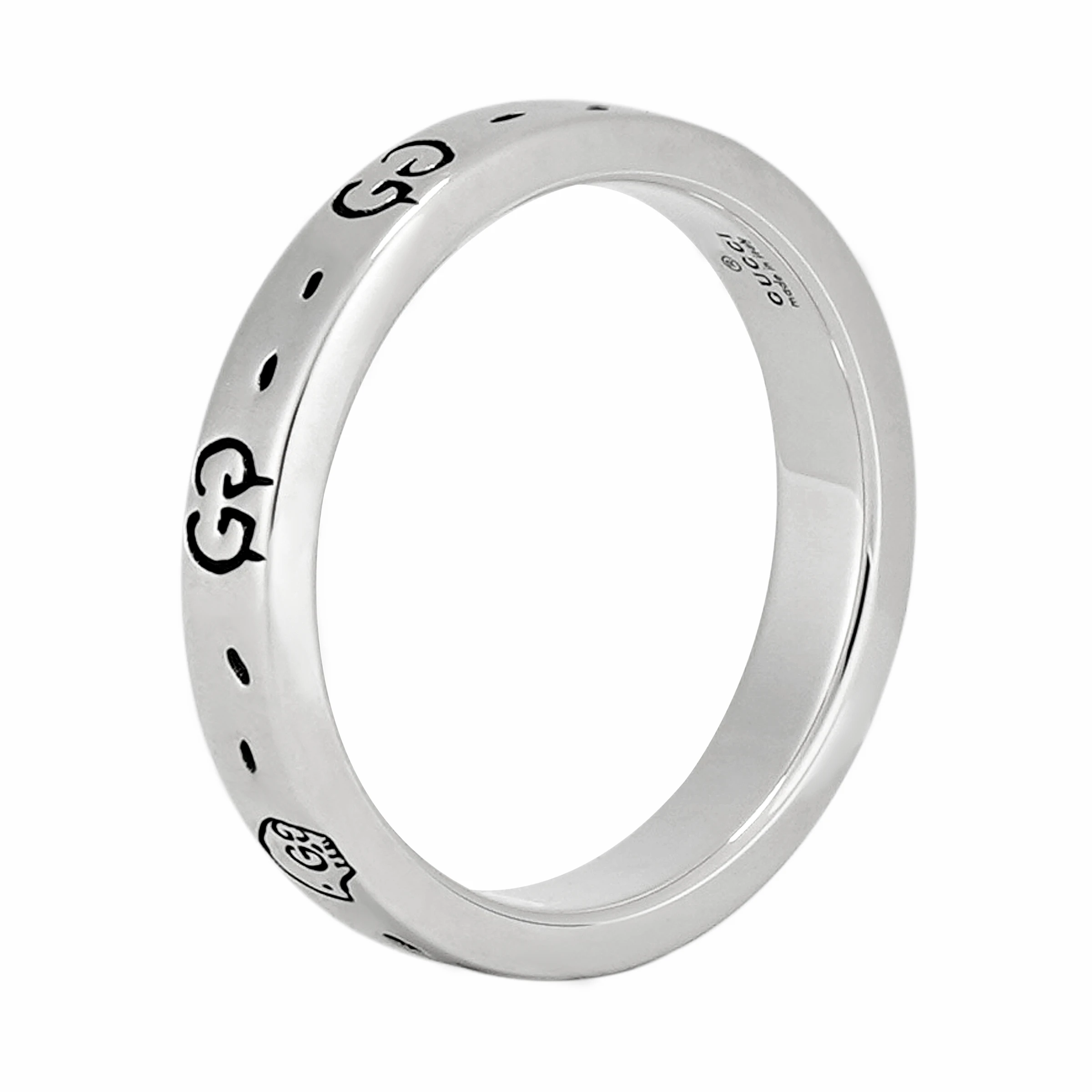商品[国内直发] Gucci|古驰 小精灵戒指0.4cm宽 银色情侣 礼袋 925银 戒指 男女同款情侣款,价格¥1988,第4张图片详细描述