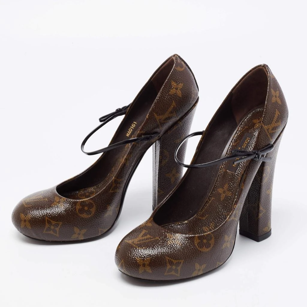 商品[二手商品] Louis Vuitton|Louis Vuitton Dark Brown Monogram Canvas Mary Jane Pumps Size 38,价格¥5066,第2张图片详细描述