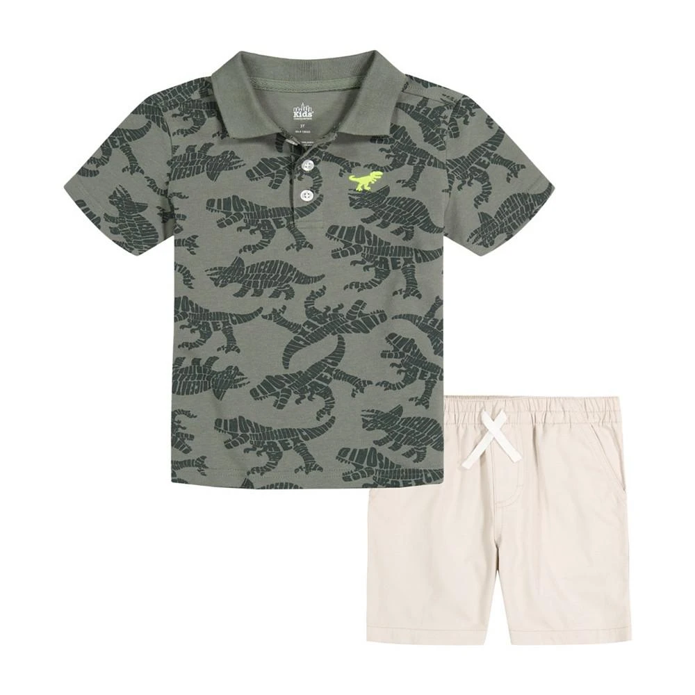商品KIDS HEADQUARTERS|Little Boys Printed Pique Polo Shirt and Twill Shorts, 2 Piece Set,价格¥126,第1张图片