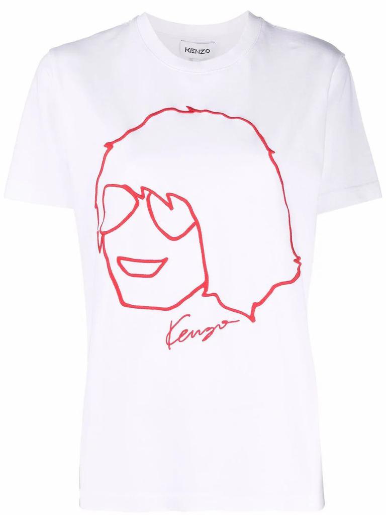 Kenzo Ladies Tribute Logo Cotton T-shirt In White, Size Medium商品第1张图片规格展示