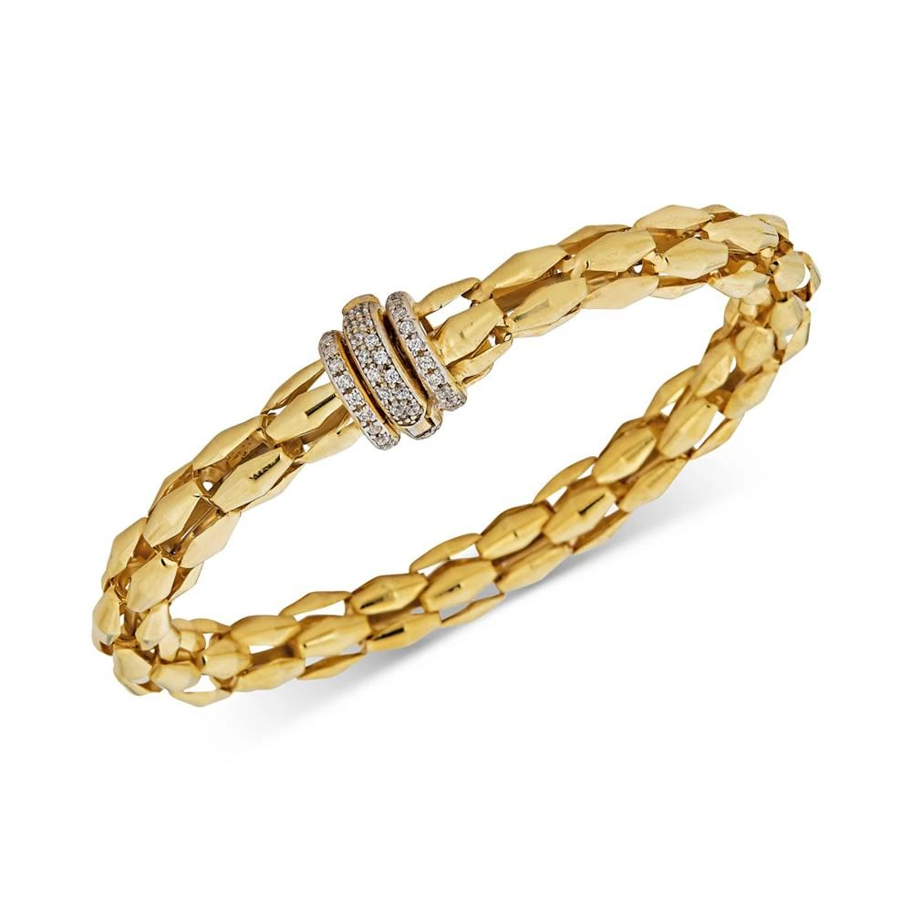 商品Macy's|Diamond Clasp Bangle Bracelet (5/8 ct. t.w.) in 14k Gold-Plated Sterling Silver,价格¥1940,第1张图片