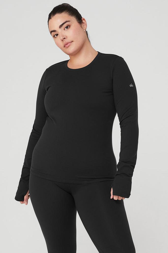 ALO YOGA airbrush winter warm 裏起毛新品タグ付き Alo Airbrush Winter Warm Nocturne Long Sleeve - Black - Outdoor
