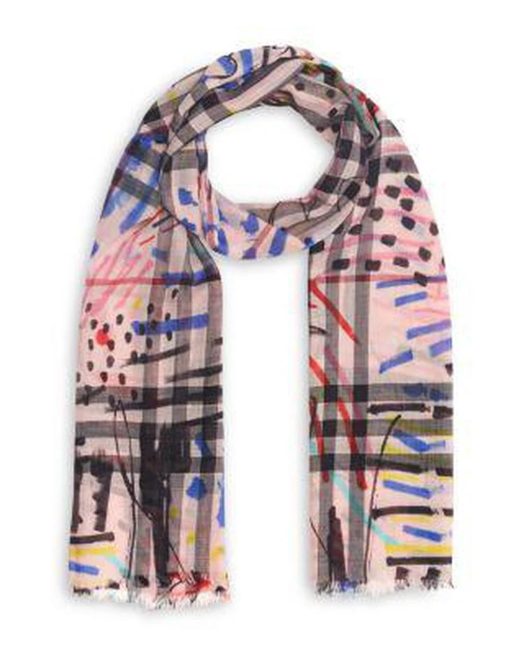 商品Burberry|Graffiti Print Check Scarf,价格¥2519,第1张图片