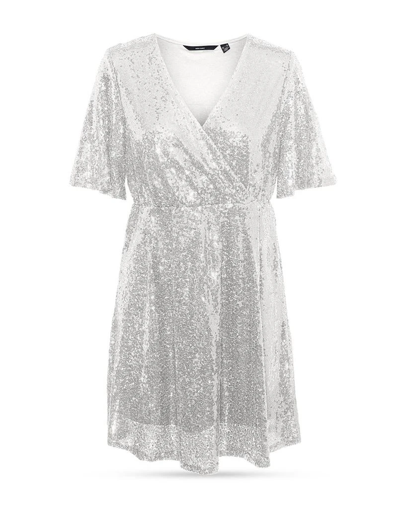 商品VERO MODA|Kaje Sequin Faux Wrap Mini Dress,价格¥169,第1张图片详细描述