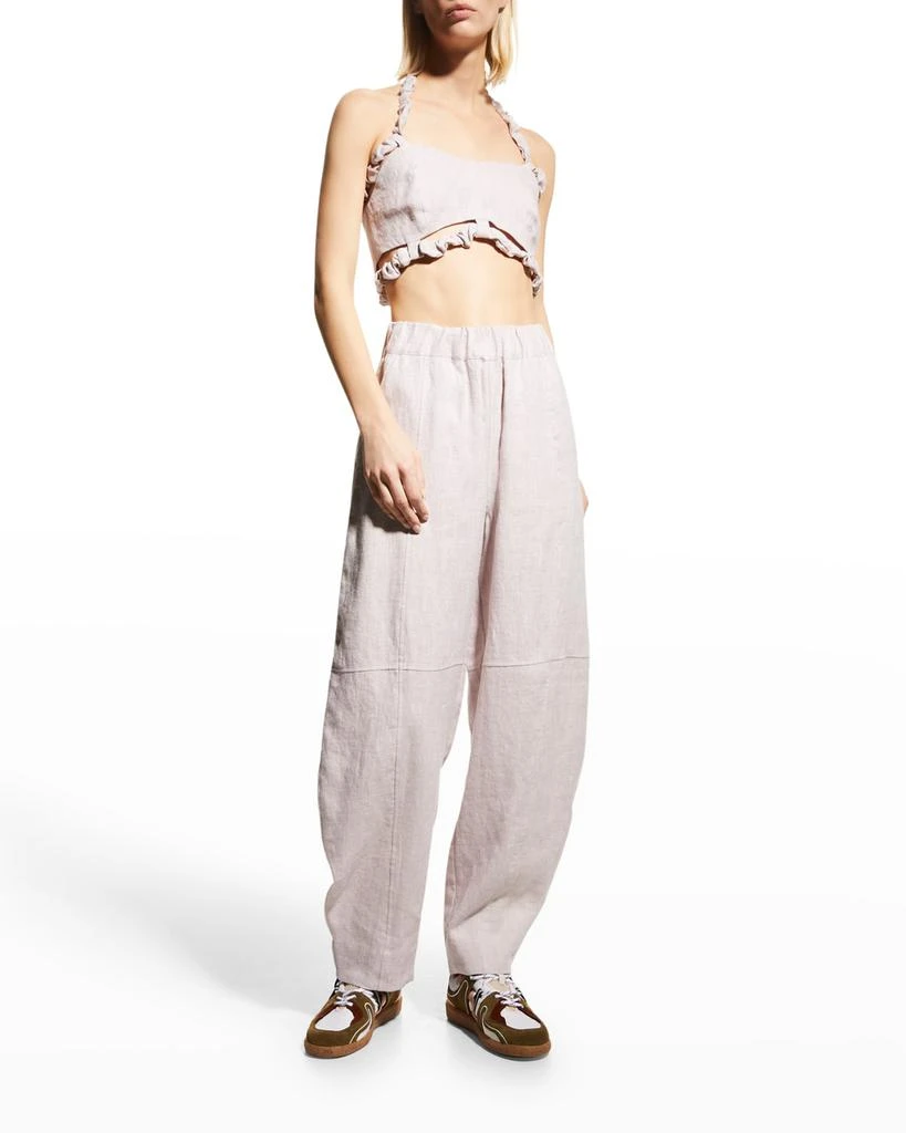 商品Ganni|Ruched Hemp Cropped Halter Top,价格¥355,第1张图片