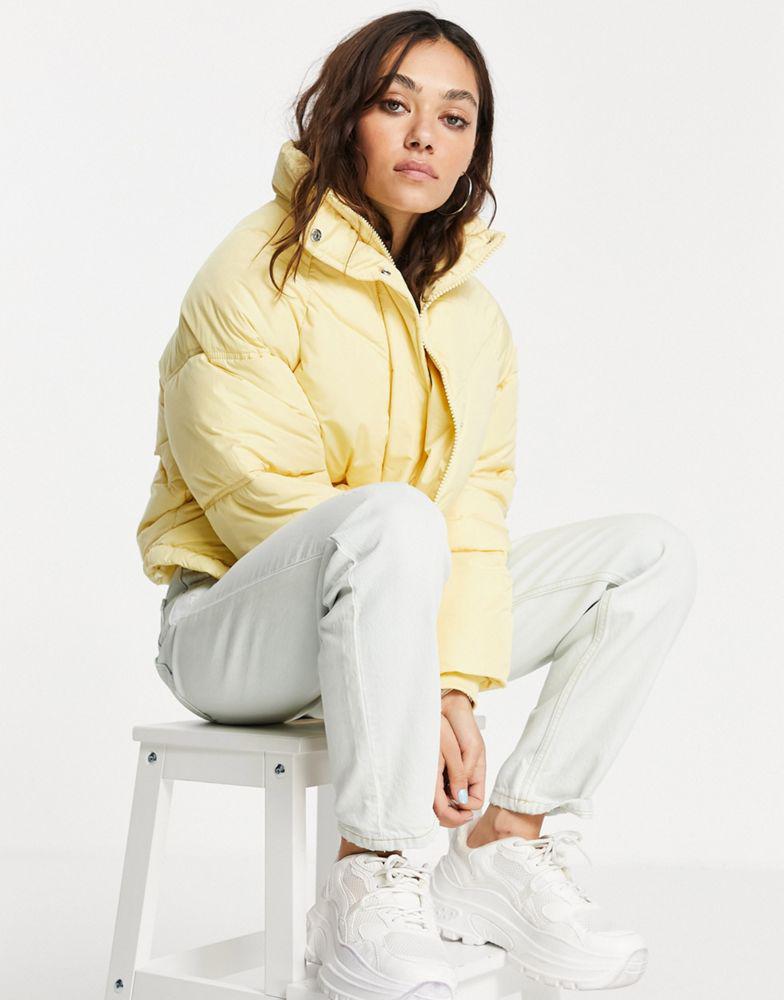 Topshop padded puffer jacket in yellow商品第1张图片规格展示