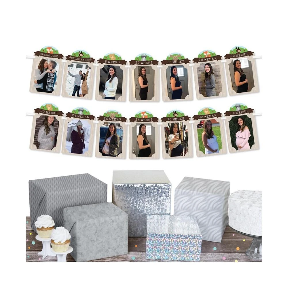 商品Big Dot of Happiness|Woodland Creatures DIY Baby Shower Decor Pregnancy Picture Display Photo Banner,价格¥119,第2张图片详细描述