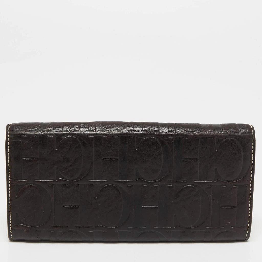商品[二手商品] CH Carolina Herrera|CH Carolina Herrera Brown/Beige Monogram Embossed Leather Continental Wallet,价格¥813,第5张图片详细描述