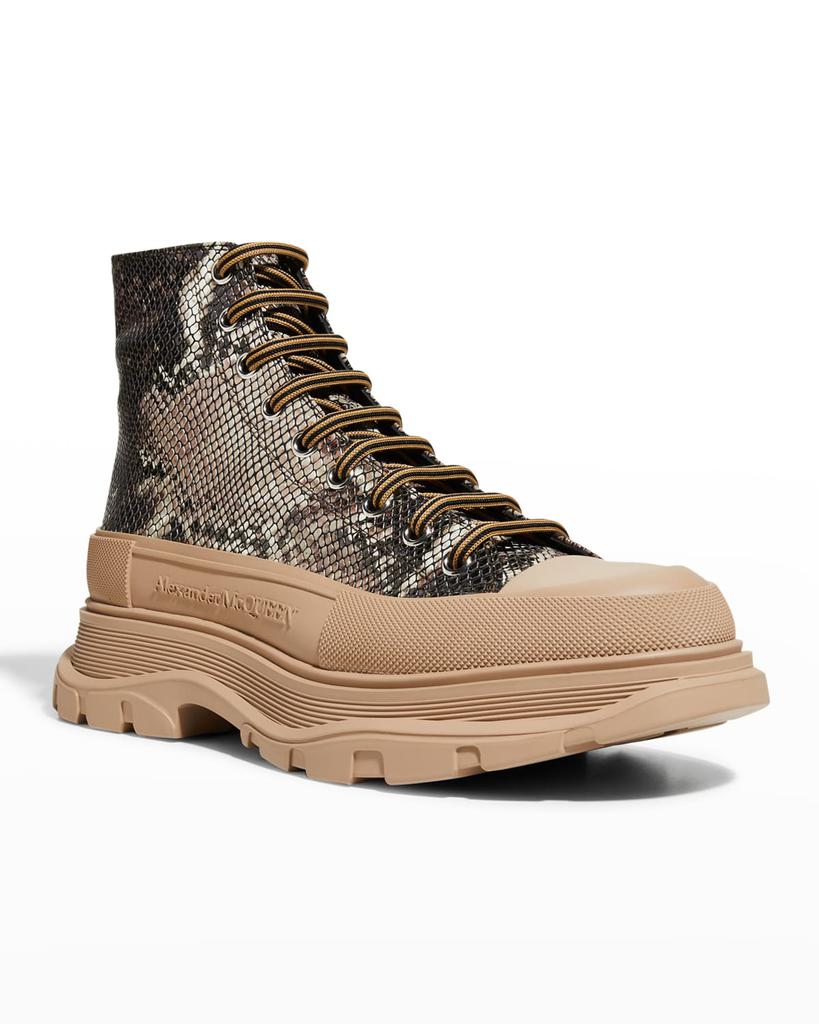 Men's Snake-Embossed Leather Tread Slick Boots商品第2张图片规格展示