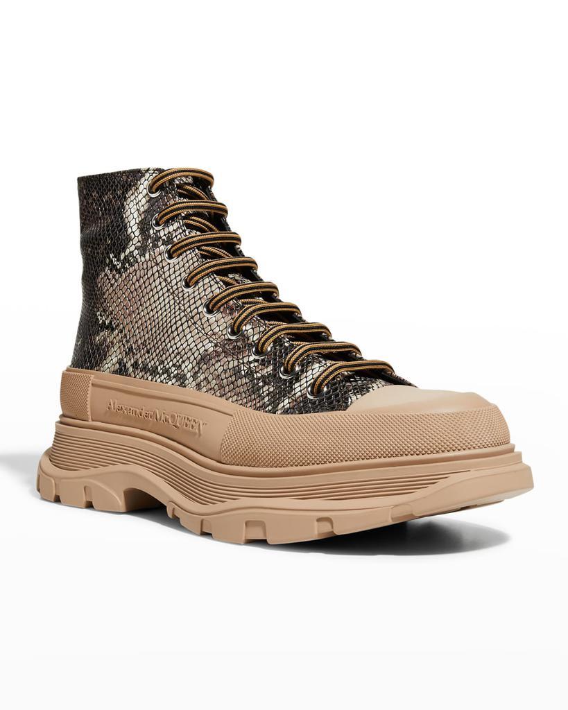 商品Alexander McQueen|Men's Snake-Embossed Leather Tread Slick Boots,价格¥4376,第4张图片详细描述