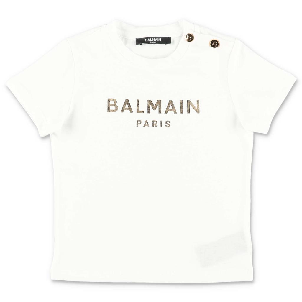 Balmain T-shirt Bianca In Jersey Di Cotone Baby Boy商品第1张图片规格展示