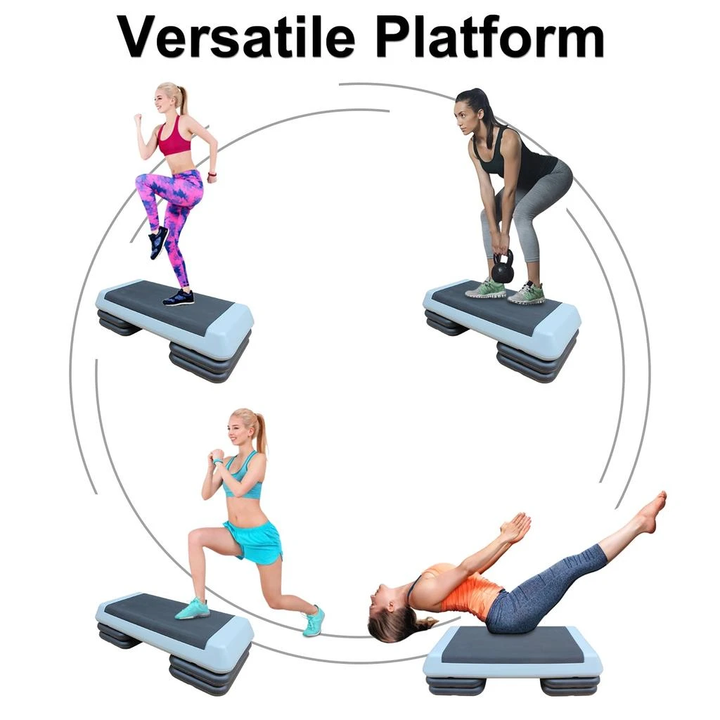 商品Streamdale Furniture|Streamdale Adjustable Workout Aerobic Stepper in Fitness & Exercise Step Platform Trainer Gray Black with 2 Risers,价格¥760,第3张图片详细描述