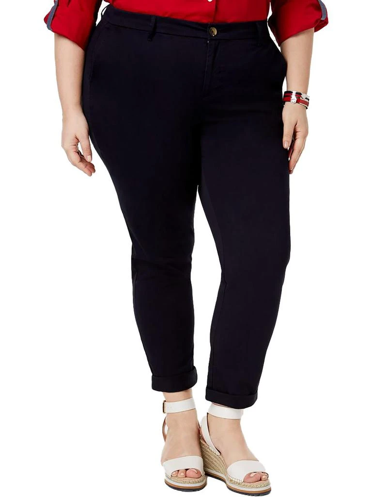 商品Tommy Hilfiger|Plus Hampton Womens Slim High-Rise Chino Pants,价格¥378,第1张图片详细描述