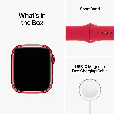 Apple Watch Series 8 GPS 45mm Aluminum Case with Sport Band, Choose Color and Band Size 商品