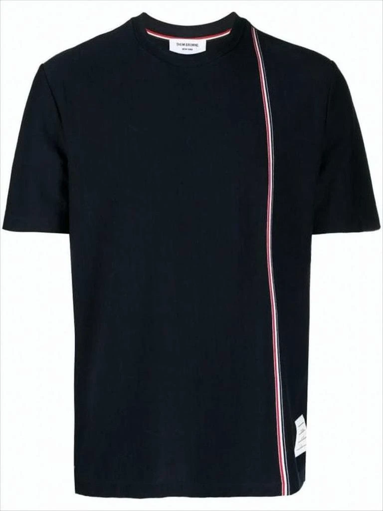 商品Thom Browne|Short-Sleeved Crew Neck T-Shirt With Vertical Stripe Detail,价格¥5479,第1张图片