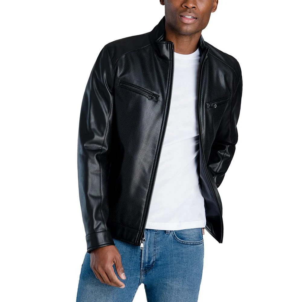 商品Michael Kors|Men's Perforated Faux Leather Hipster Jacket, Created for Macy's,价格¥916,第1张图片