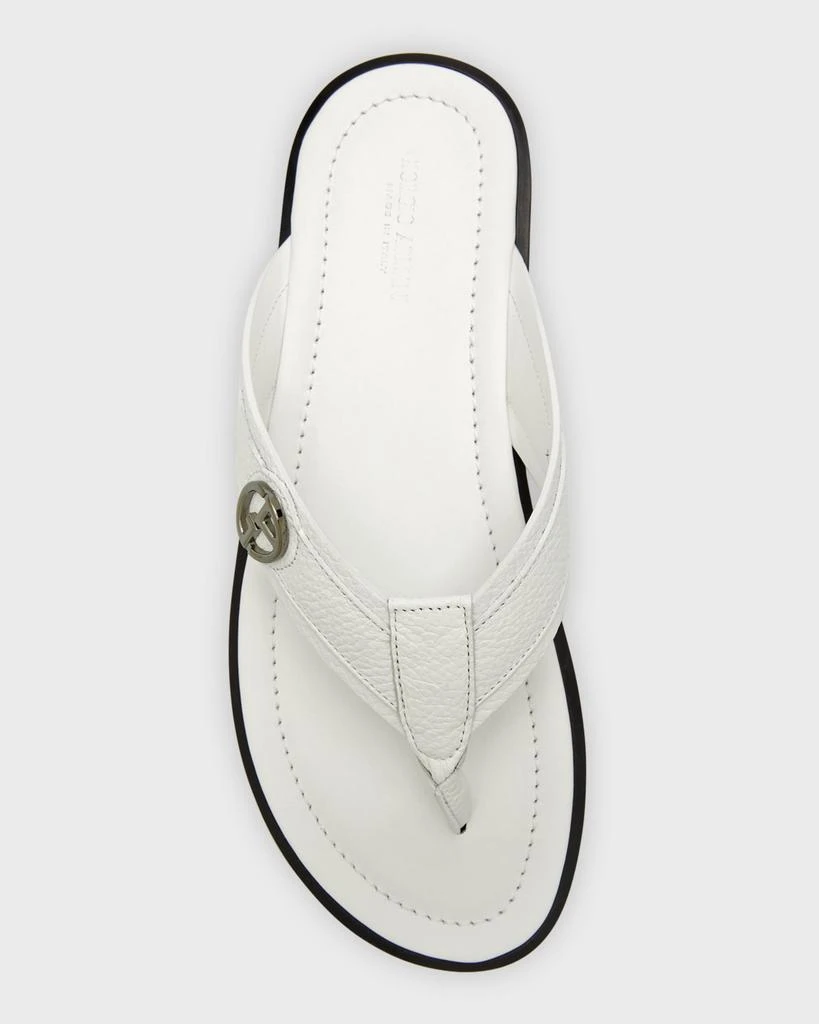 商品Giorgio Armani|Men's GA-Logo Leather Flip Flops,价格¥4437,第5张图片详细描述