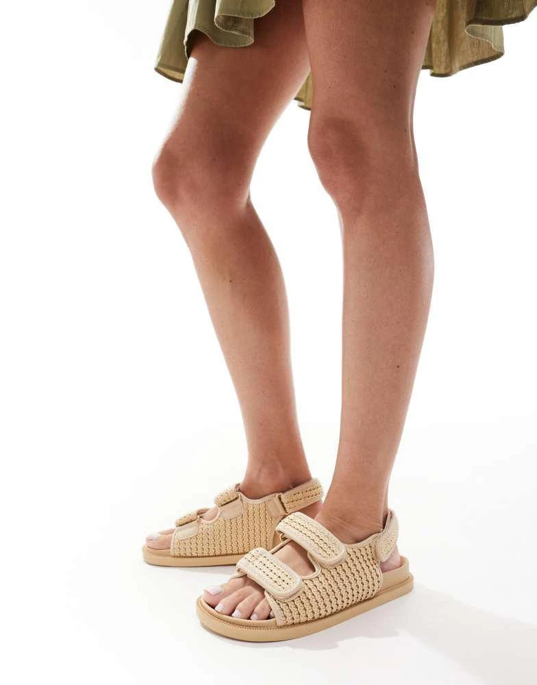 商品SEQWL|SEQWL Kidman double strap raffia sandal in natural,价格¥105,第1张图片