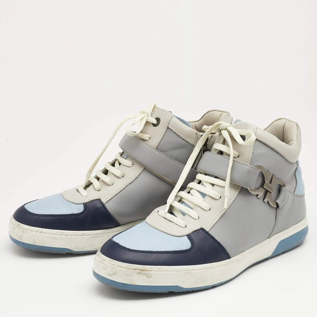 商品[二手商品] Salvatore Ferragamo|Salvatore Ferragamo Multicolor Leather Nayon High Top Sneakers Size 44,价格¥1214,第2张图片详细描述
